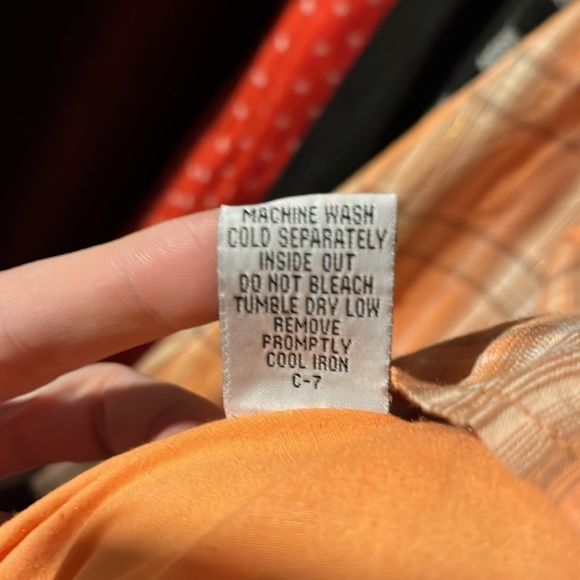 Orange & Brown Plaid mid length knee tulle skirt with gold threading. - Picture 5 of 6